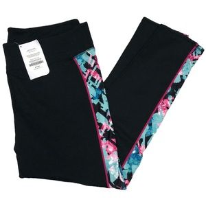 Fabletics 1X Black Josephine Floral Stripe Leggings